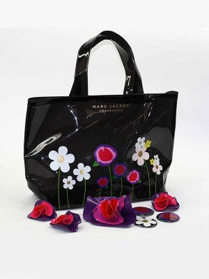 MCJ005*MARC JACOBS PARFUMS FLORAL PVC TOTE (BLACK)